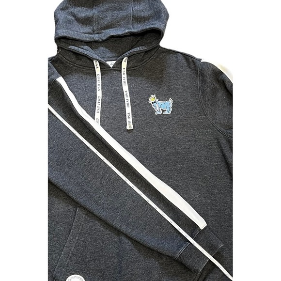 Goat USA New York Hoodie Mens Blue‎ Sweatshirt Pullover Embroidered Drawstring L - Picture 5 of 12